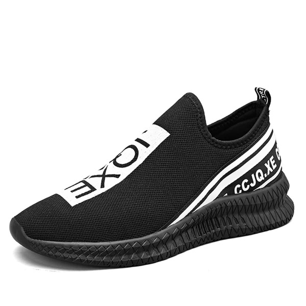 

Letter Graphic Slip-On Running Shoes, Black