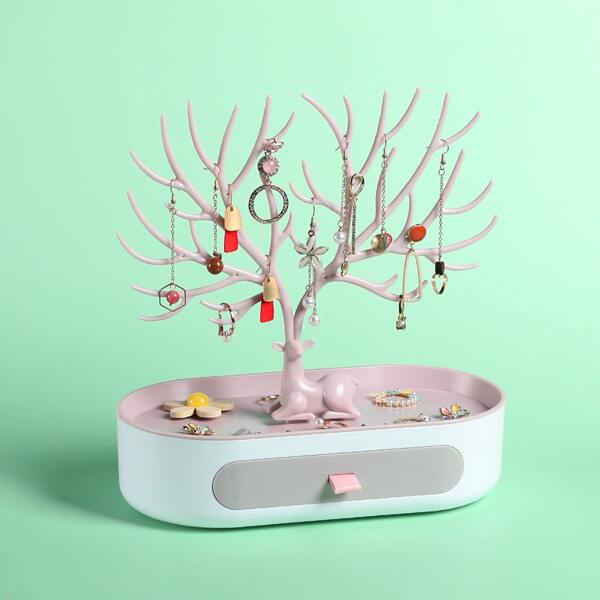 

1pc Deer Design Jewelry Storage Rack, Pink