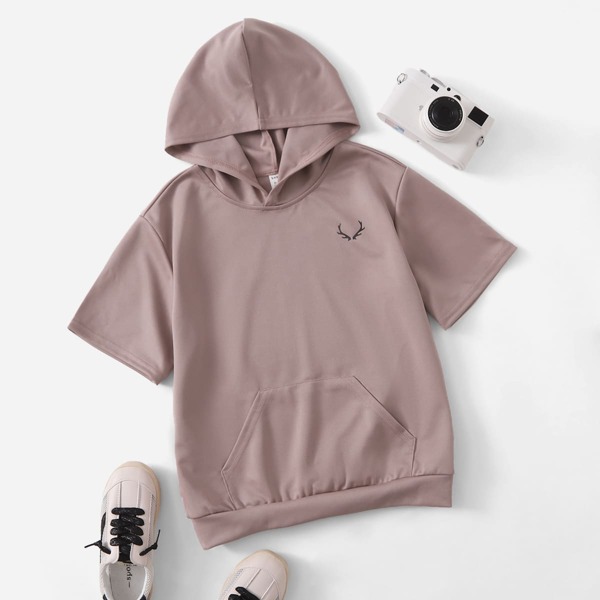 

Boys Elk Print Hoodie, Apricot