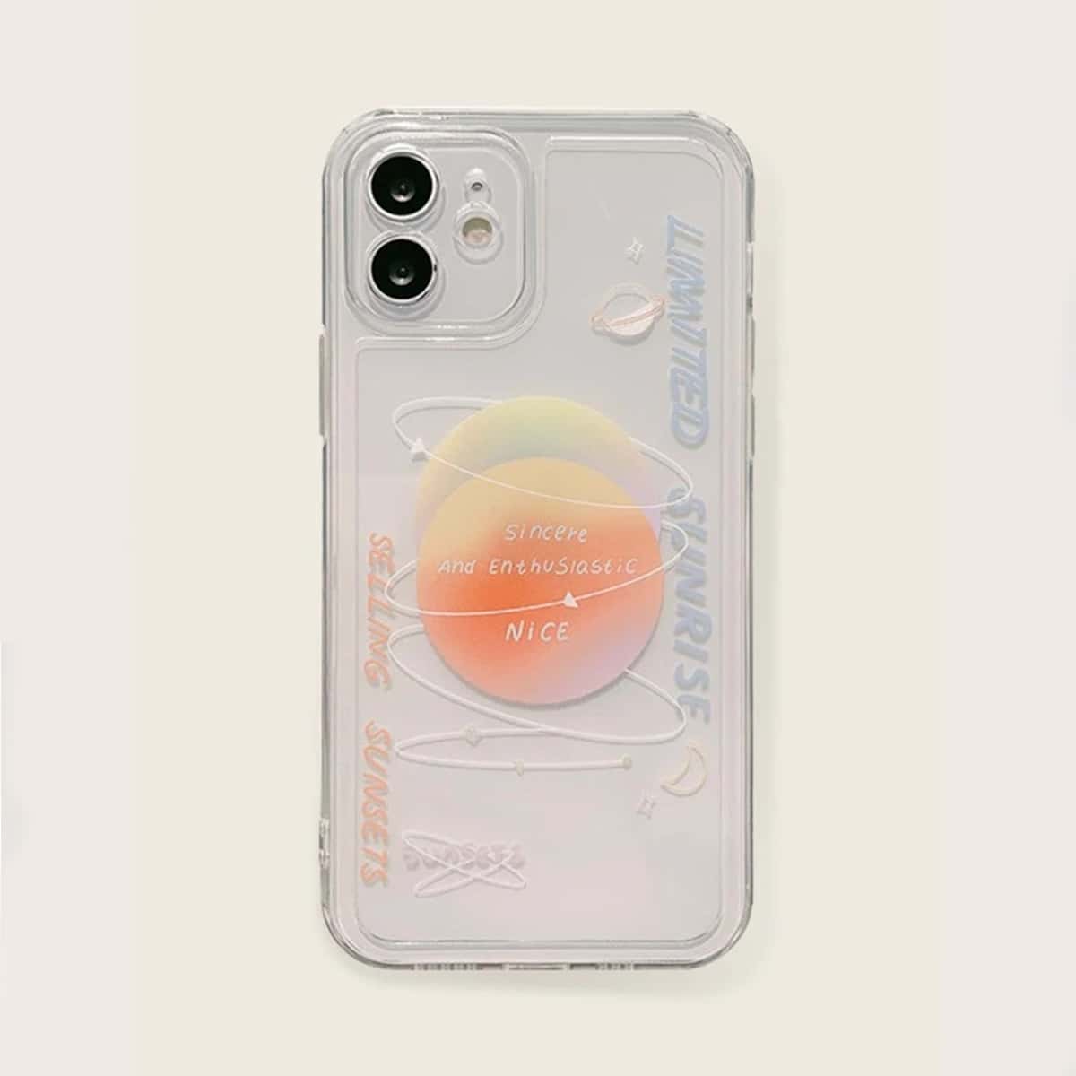 

Planet & Slogan Graphic Phone Case, Multicolor