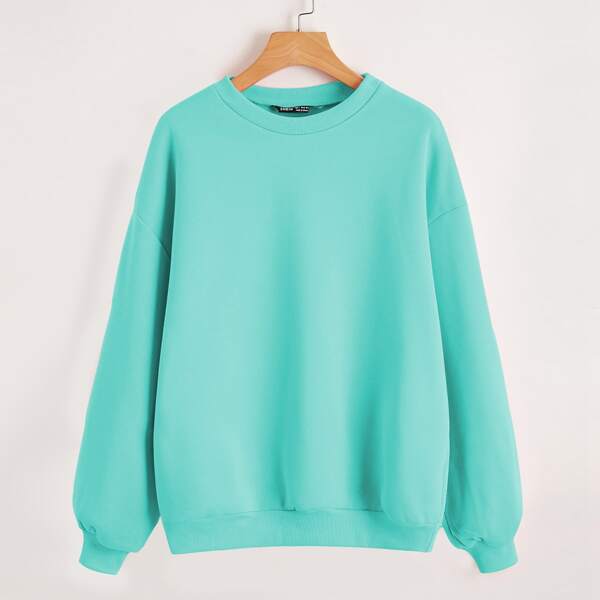 

Drop Shoulder Solid Pullover, Mint green