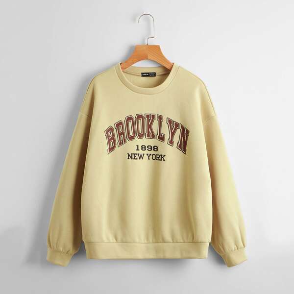 

Letter Graphic Drop Shoulder Sweatshirt, Apricot