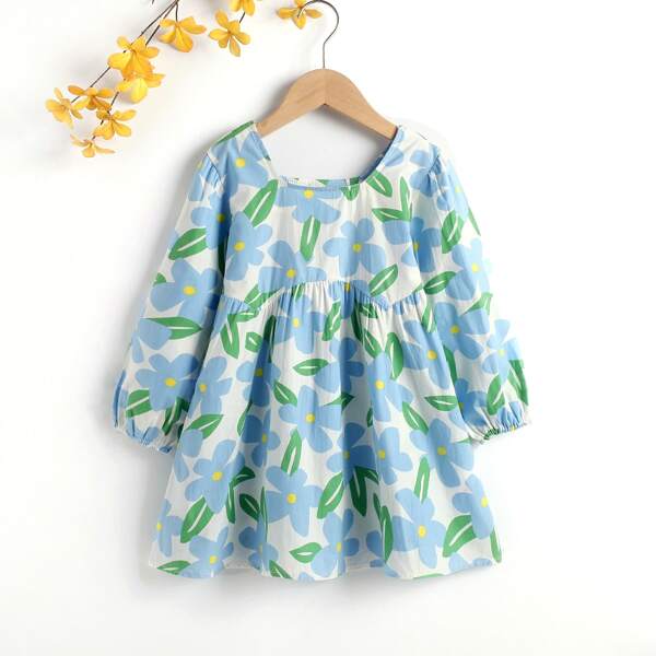

Toddler Girls Floral Print Smock Dress, Multicolor