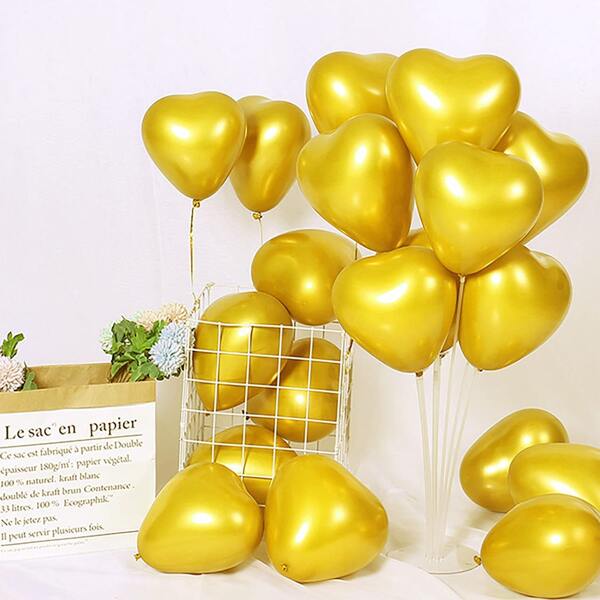 

20pcs 12 Inch Heart Balloon, Gold
