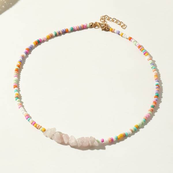 

Stone Decor Beaded Necklace, Multicolor