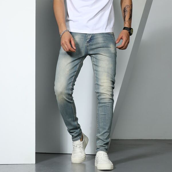

Men Washed Straight Leg Jeans, Multicolor