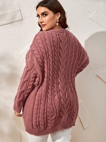 SHEIN LUNE Jersey de hombros caídos tejido de cable