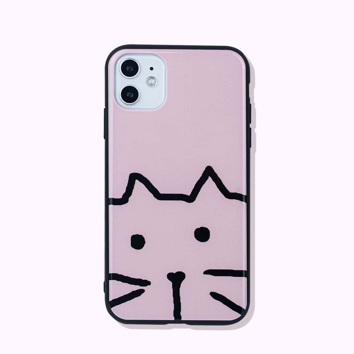 

Cat Print Phone Case, Dusty pink