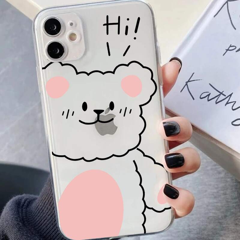 

Bear Print Transparent Phone Case, Multicolor
