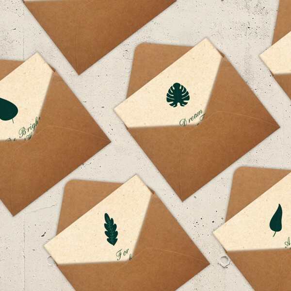 

6pcs Leaf Print Greeting Card With Envelope, Multicolor