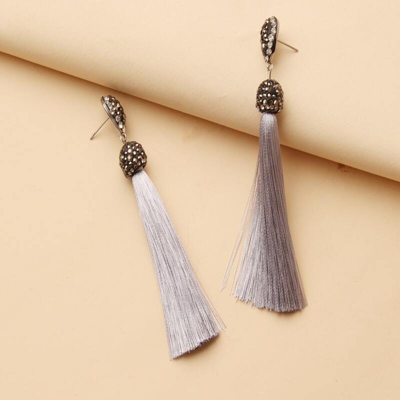 

Tassel Drop Earrings, Grey