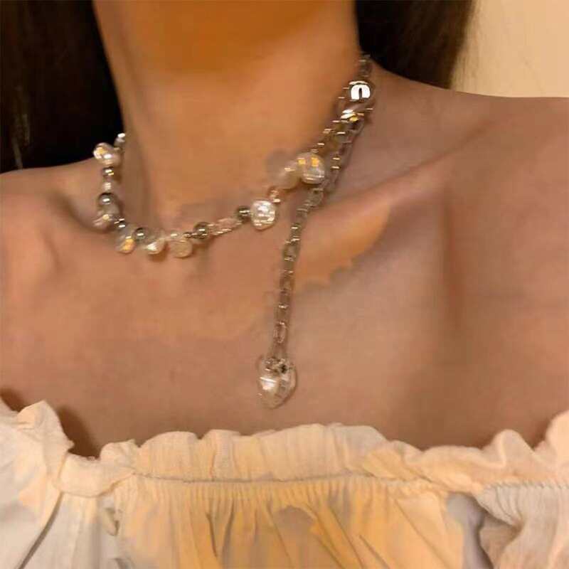 

Heart Pendant Chain Necklace, Silver