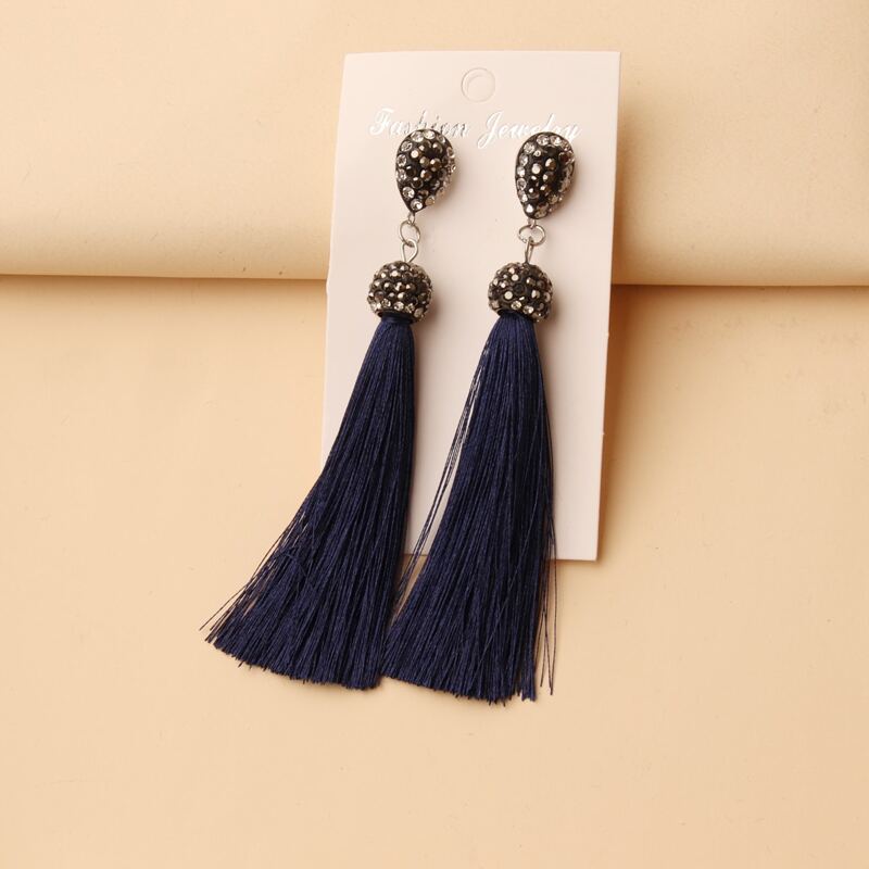 

Tassel Drop Earrings, Navy blue