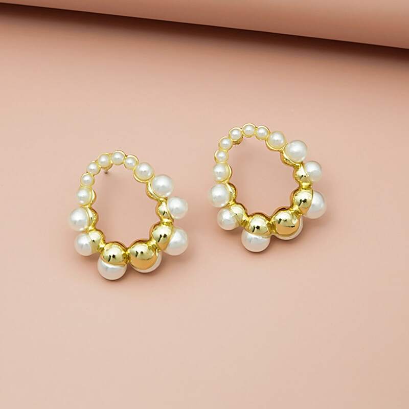 

Faux Pearl Stud Earrings, White