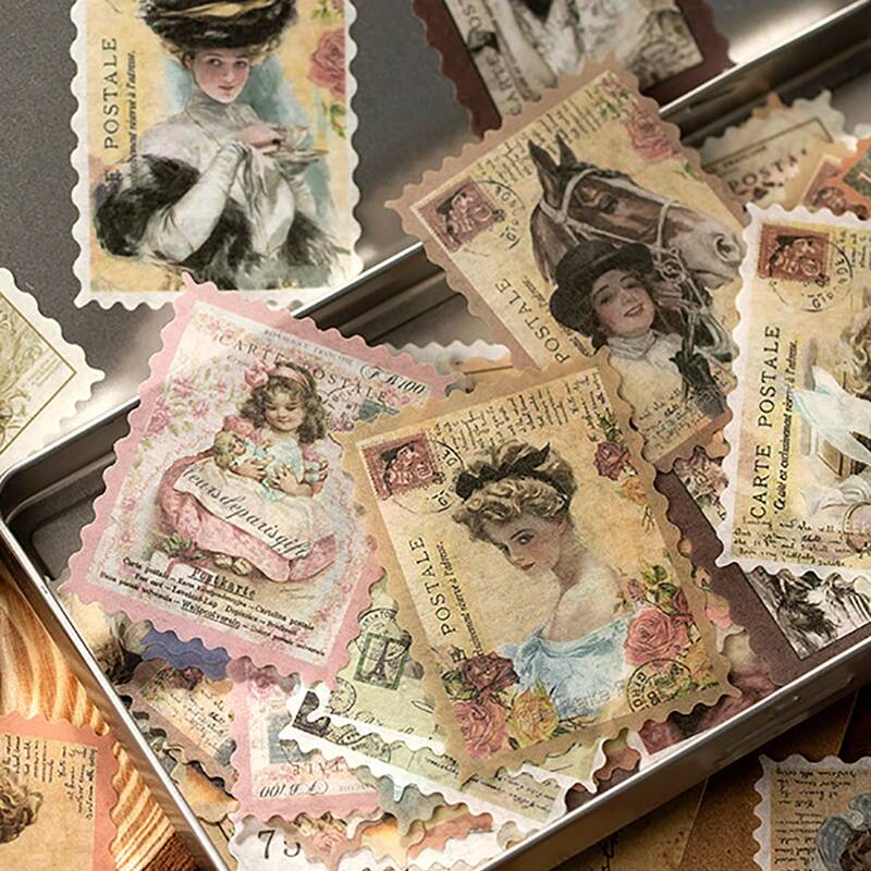 

60pcs Vintage Pattern Sticker, Multicolor