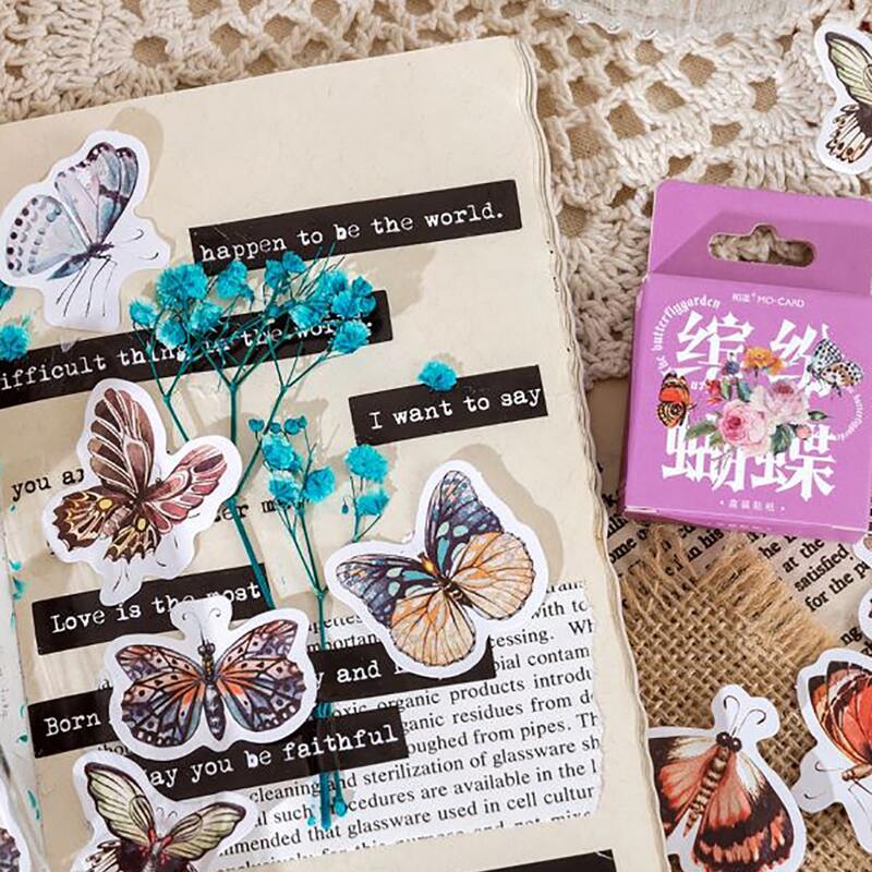 

46pcs Butterfly Print Sticker, Multicolor
