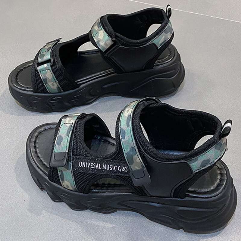 

Camo Pattern Sport Sandals, Green