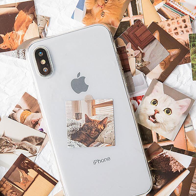 

46pcs Cat Print Sticker, Multicolor