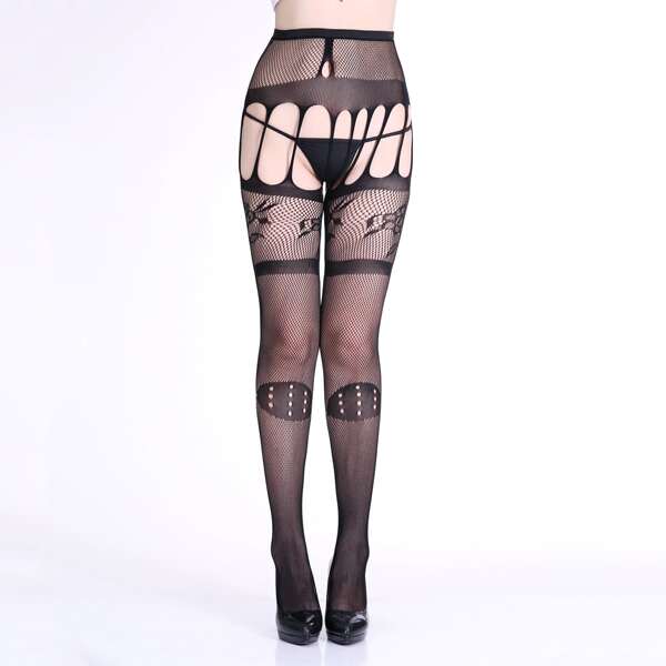 

Cut-out Fishnet Tights, Black