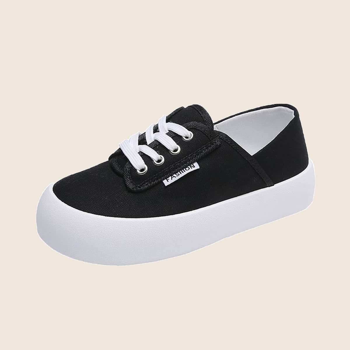 

Lace-up Front Slip On Sneakers, Black