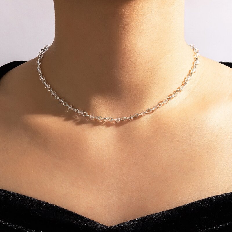 

Crystal Decor Necklace, Silver