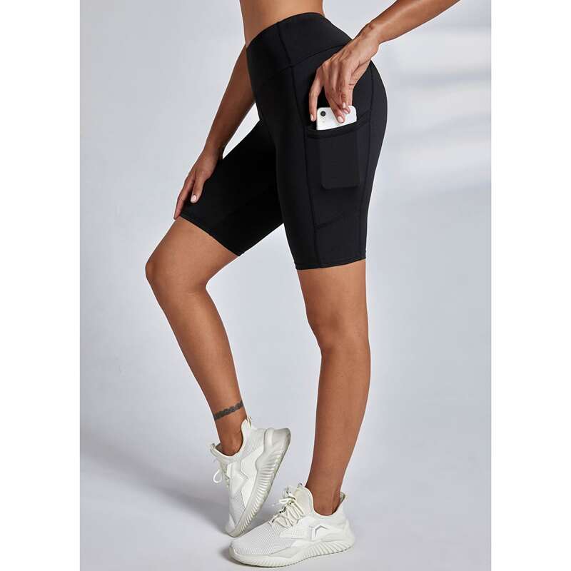 

Solid Sports Shorts With Phone Pocket, Black