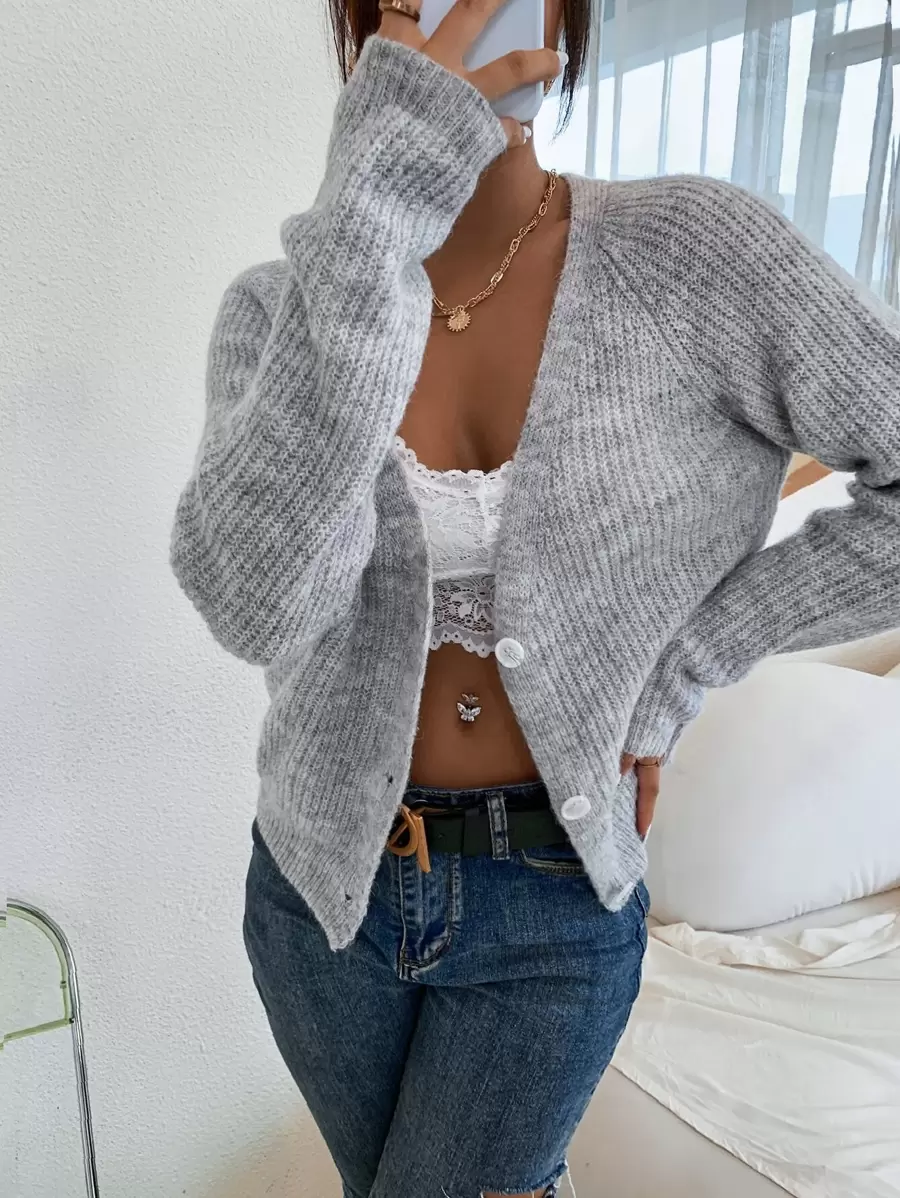 Calvaya Raglan Sleeve Button Up Cardigan Fall Winter Cloth For Women