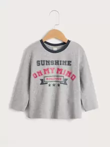 SHEIN 小男童星星和字母圖案運動衫和短褲套裝 - 彩色 - 查看 7