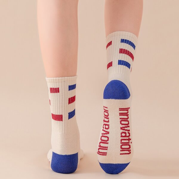 

Letter Graphic Crew Socks, Apricot