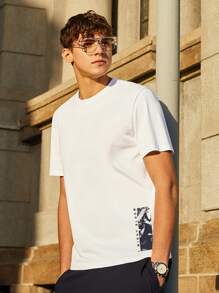 Camiseta de cuello redondo con estampado de dibujo - Blanco - Ver 1