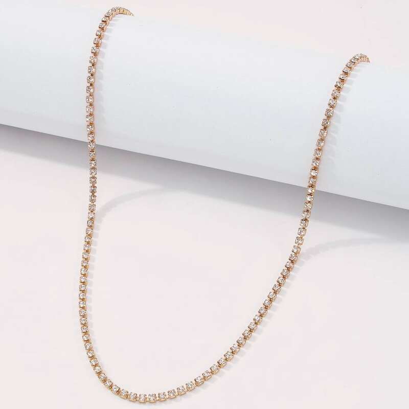 

1pc Rhinestone Necklace, Gold