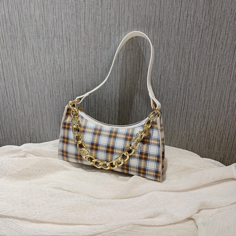 

Plaid Shoulder Bag, Yellow