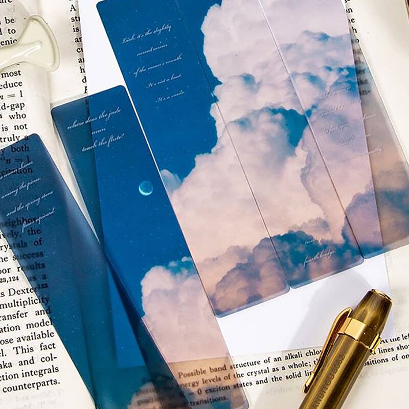 

5pcs Sky Print Bookmark, Multicolor