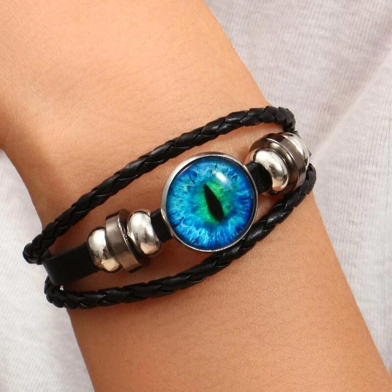 

1pc Eye Decor Braided Bracelet, Black