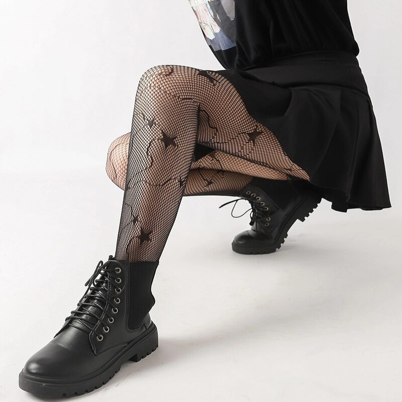 

Star Pattern Fishnet Tights, Black