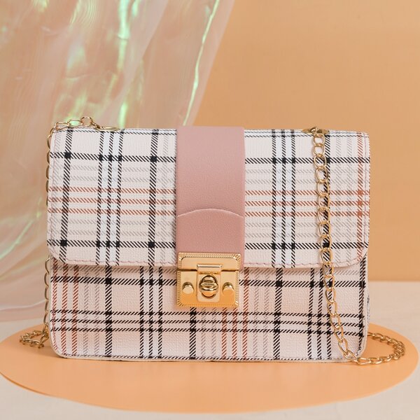 

Квадратная сумка в клетку, Бежевые