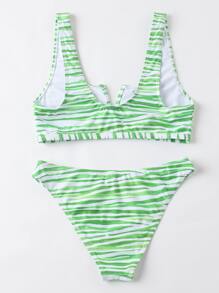 Zebra Striped V Wired Bikini - Multicolor - View 2