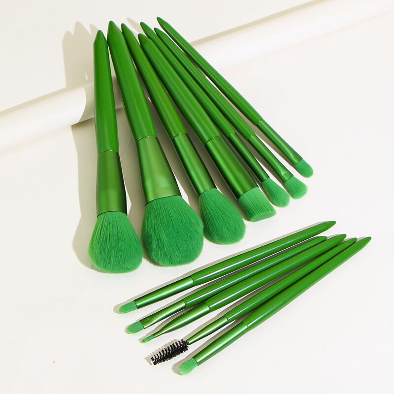 

12pcs Makeup Brush Set, Green
