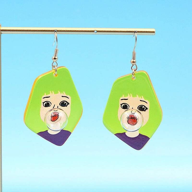 

Figure Design Earrings, Green
