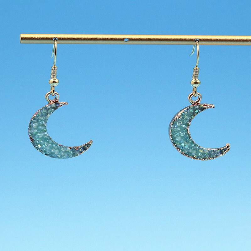 

Moon Drop Earrings, Baby blue