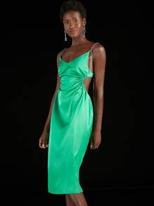 Penelope Ping Open Back Cami Dress - Green - View 4