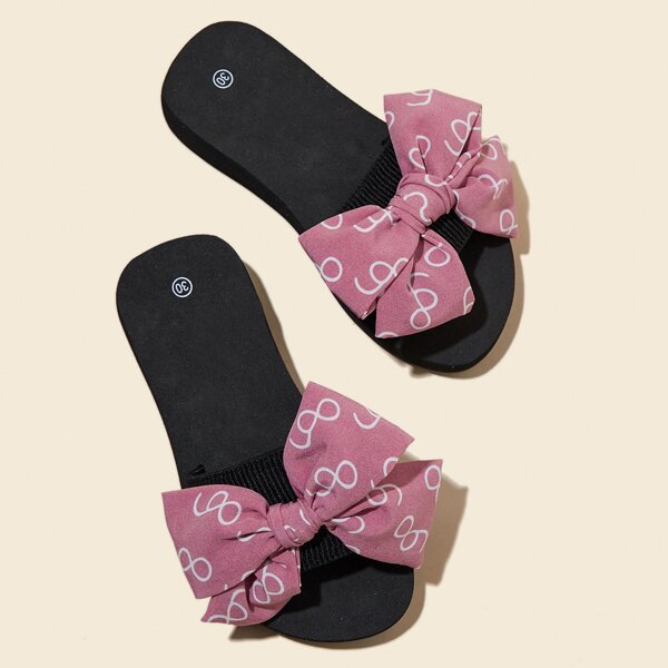 

Girls Bow Decor Slides, Pink