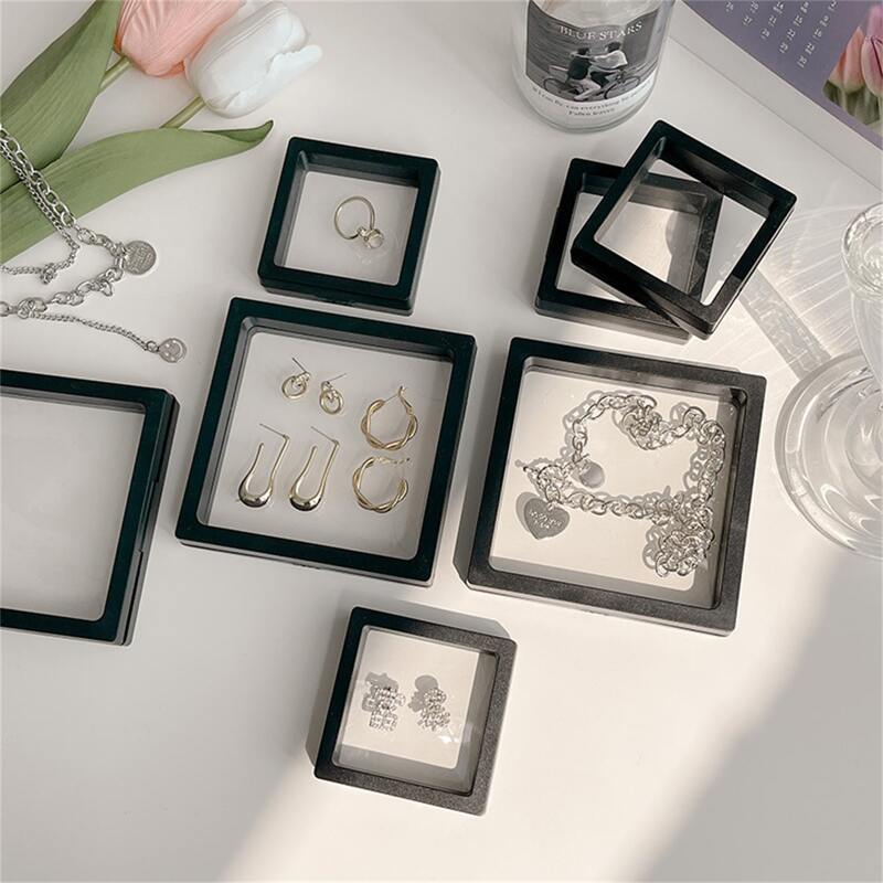 

1pc Clear Jewelry Box, Black