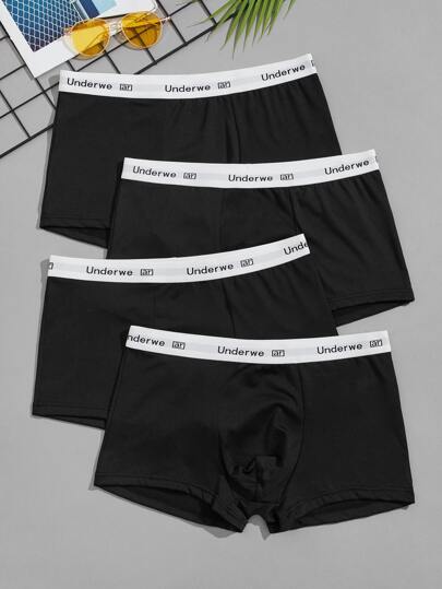 SHEIN Men 4pcs Letter Graphic Boxer Brief
