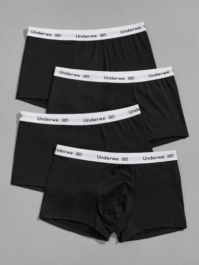 SHEIN Hombres 4 piezas Calzoncillos boxer con estampado de letra