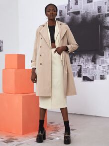 SHEIN Unity Solid Button Detail Crop Tee - Black - View 2