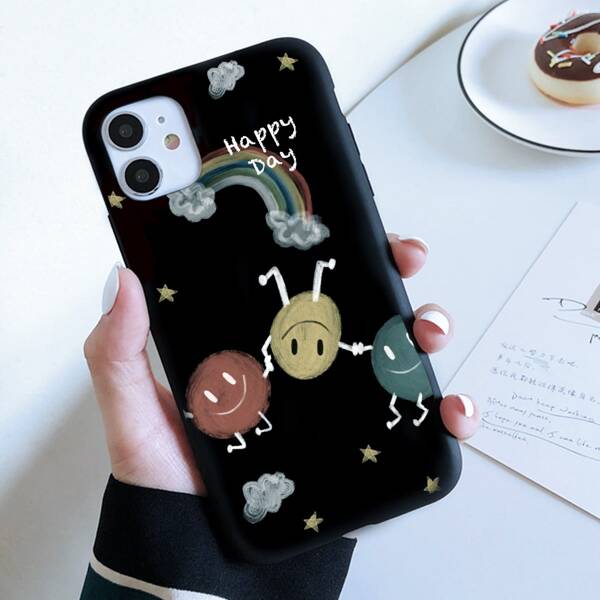 

Cartoon Graphic Phone Case, Black