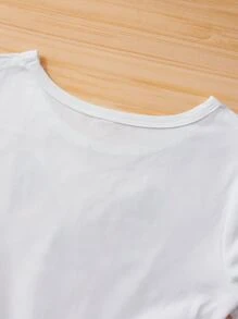 Niñas Vestido con estampado de árbol con mariposa - Blanco - Ver 3