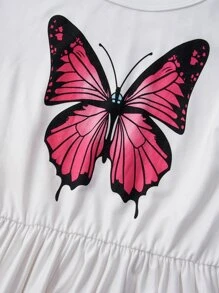 Niñas Vestido con estampado de árbol con mariposa - Blanco - Ver 5