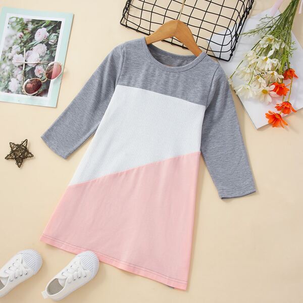 

Toddler Girls Color Block Tee Dress, Multicolor